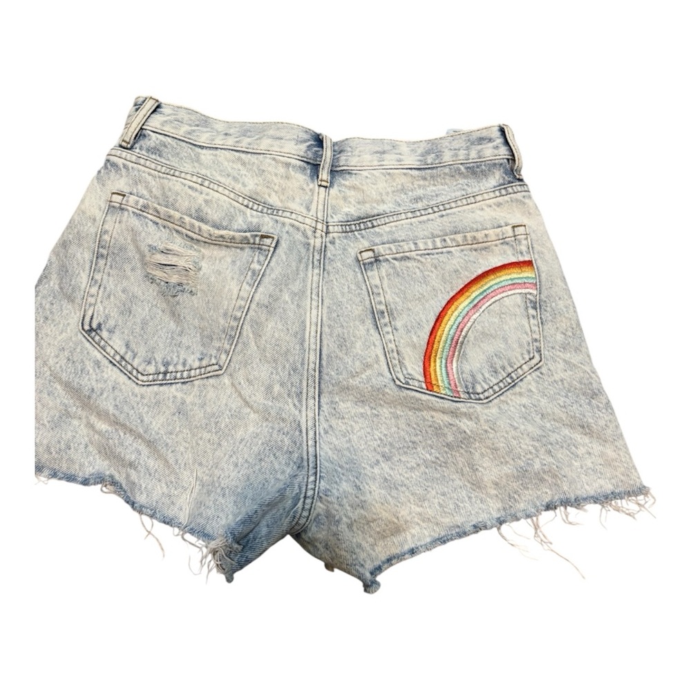 PacSun Light Blue Denim Shorts with Rainbow Back Pocket
